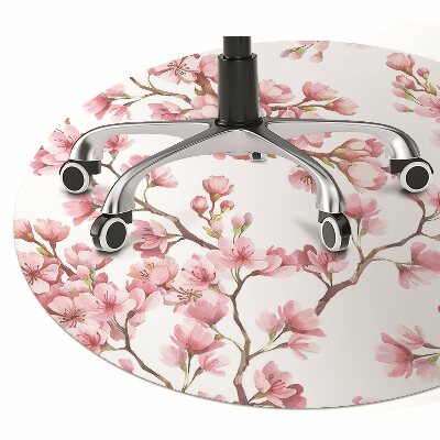 Tapete para cadeira de escritório flores cor de rosa