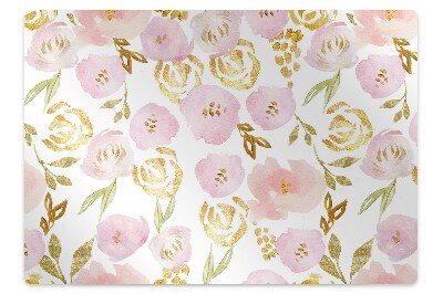 Tapete para cadeira de escritório flores cor de rosa