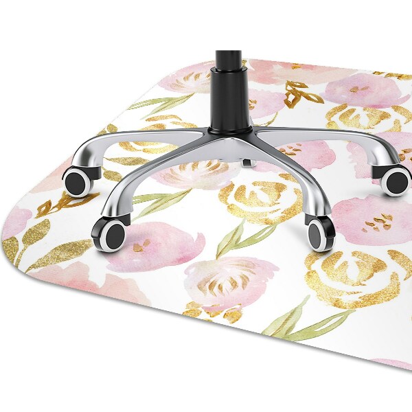 Tapete para cadeira de escritório flores cor de rosa