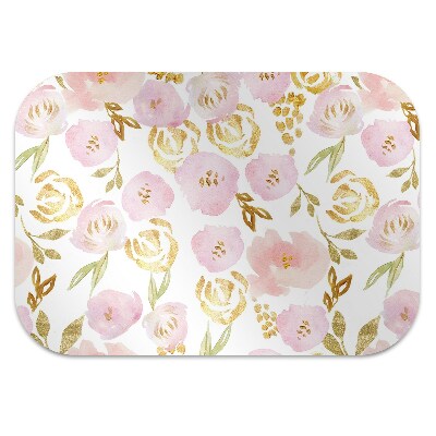 Tapete para cadeira de escritório flores cor de rosa