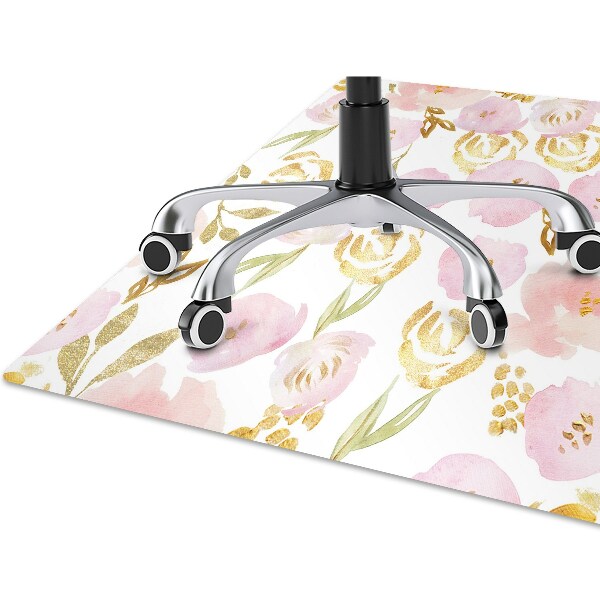Tapete para cadeira de escritório flores cor de rosa