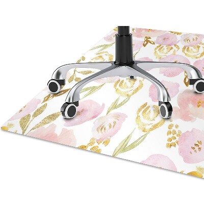 Tapete para cadeira de escritório flores cor de rosa