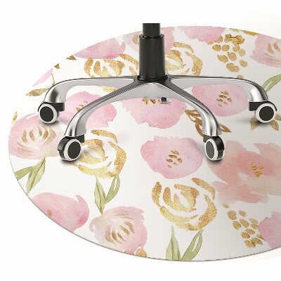 Tapete para cadeira de escritório flores cor de rosa