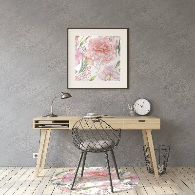 Tapete para cadeira de escritório Flores Peônias