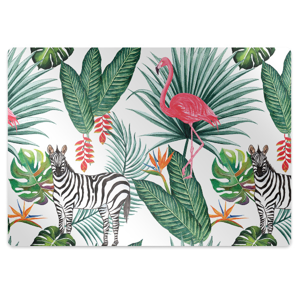 Tapete para cadeira de escritório Flamingo e zebra