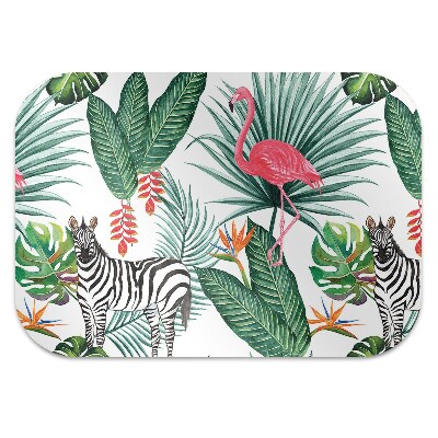 Tapete para cadeira de escritório Flamingo e zebra