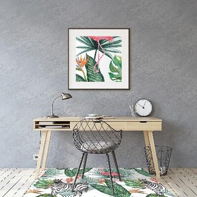 Tapete para cadeira de escritório Flamingo e zebra