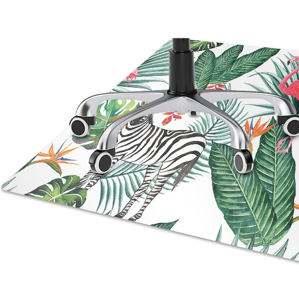 Tapete para cadeira de escritório Flamingo e zebra