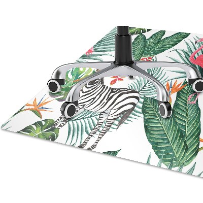 Tapete para cadeira de escritório Flamingo e zebra