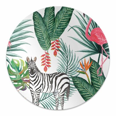 Tapete para cadeira de escritório Flamingo e zebra