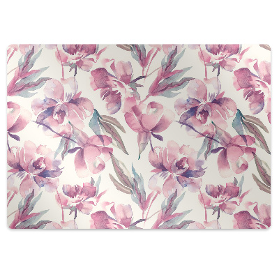 Tapete para cadeira de escritório flores cor de rosa