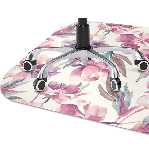 Tapete para cadeira de escritório flores cor de rosa