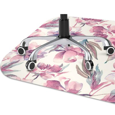 Tapete para cadeira de escritório flores cor de rosa