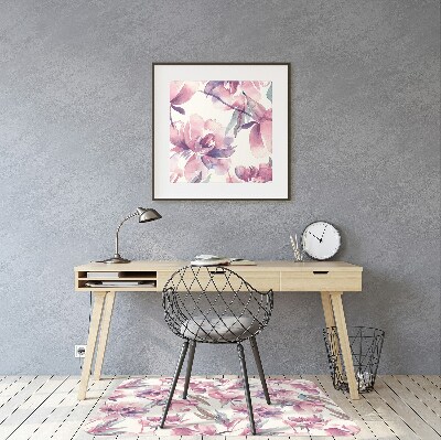 Tapete para cadeira de escritório flores cor de rosa