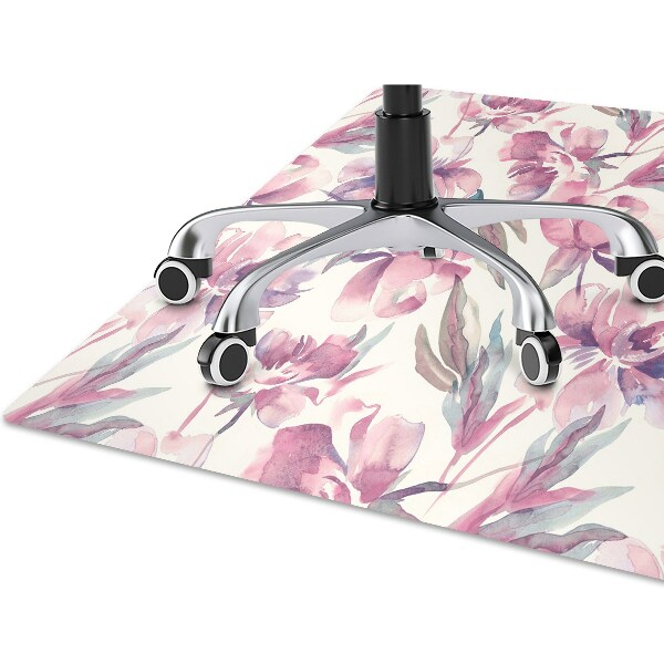 Tapete para cadeira de escritório flores cor de rosa