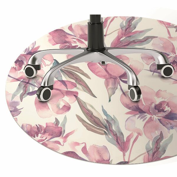 Tapete para cadeira de escritório flores cor de rosa