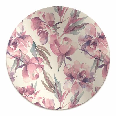 Tapete para cadeira de escritório flores cor de rosa