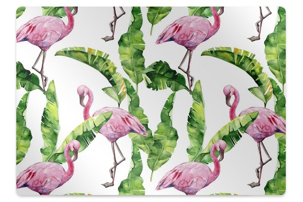 Tapete para cadeira de escritório Flamingo e folhas
