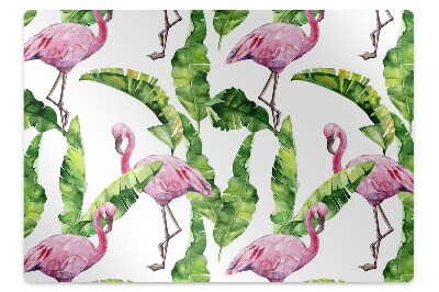 Tapete para cadeira de escritório Flamingo e folhas
