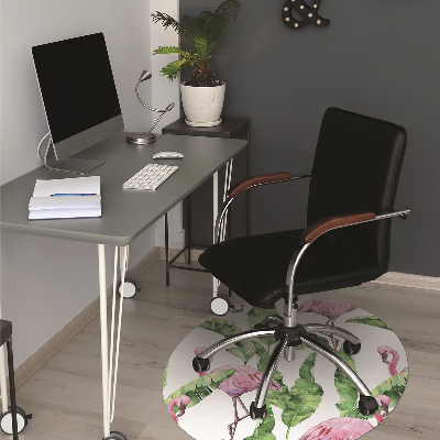 Tapete para cadeira de escritório Flamingo e folhas