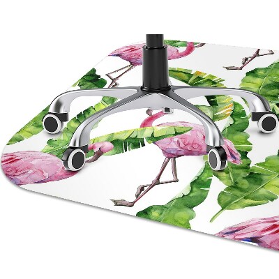 Tapete para cadeira de escritório Flamingo e folhas