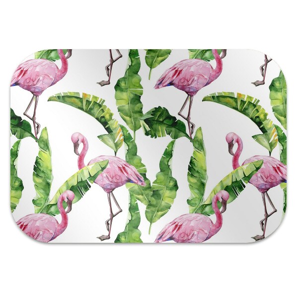 Tapete para cadeira de escritório Flamingo e folhas