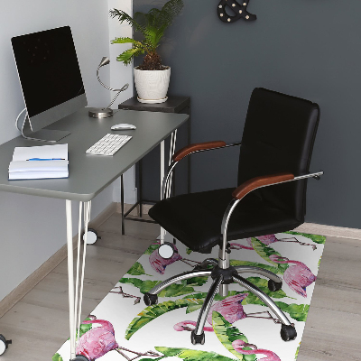 Tapete para cadeira de escritório Flamingo e folhas
