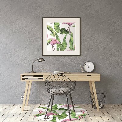 Tapete para cadeira de escritório Flamingo e folhas