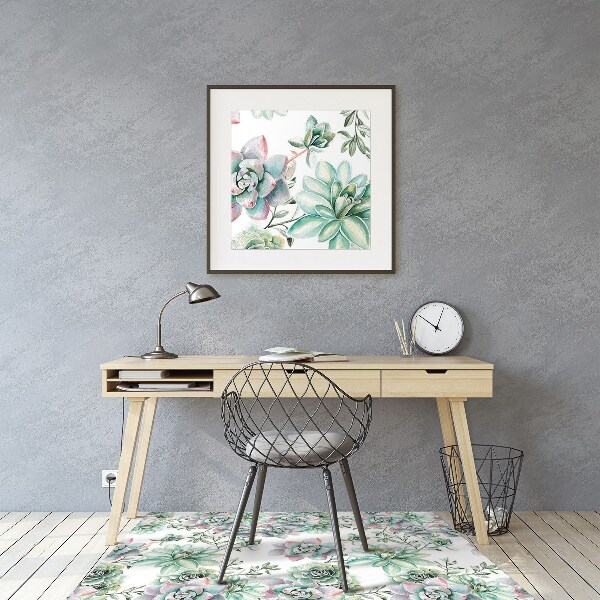 Tapete para cadeira de escritório Aquarela floral