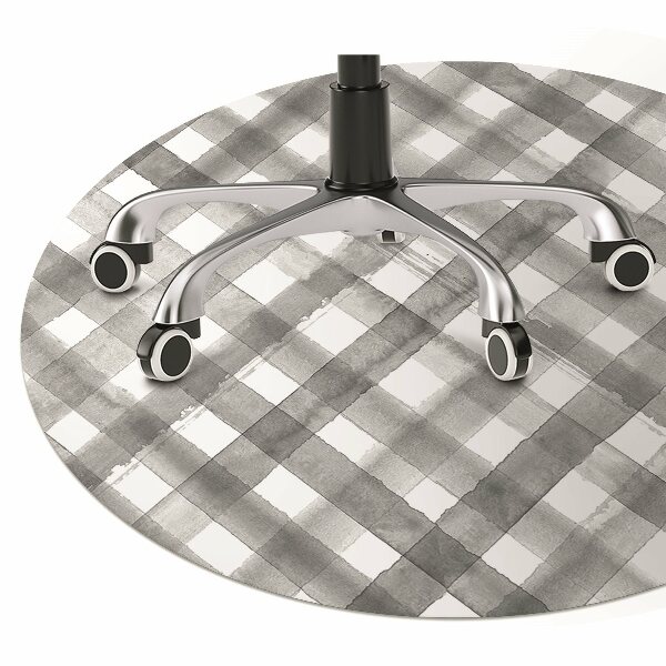 Tapete para cadeira de escritório xadrez cinza