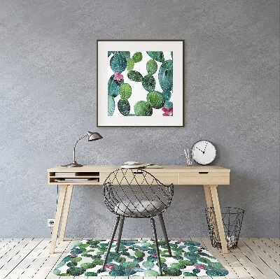 Tapete para cadeira de escritório Cactos com flores