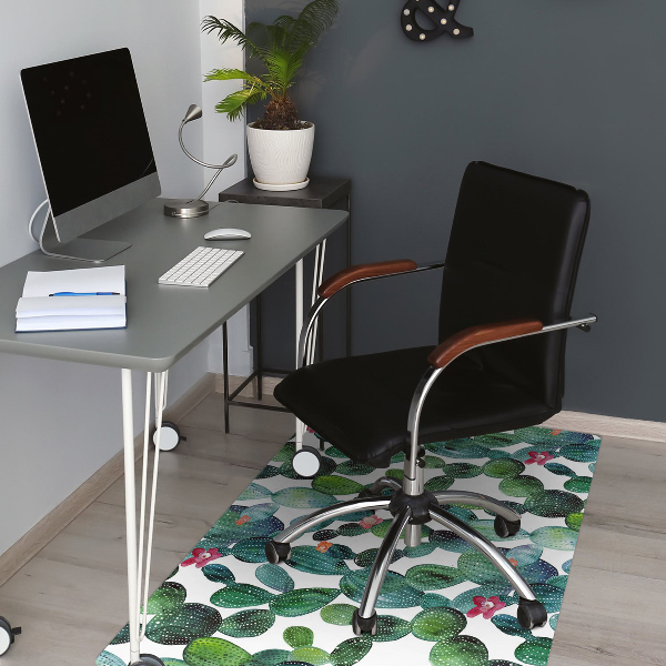 Tapete para cadeira de escritório Cactos com flores