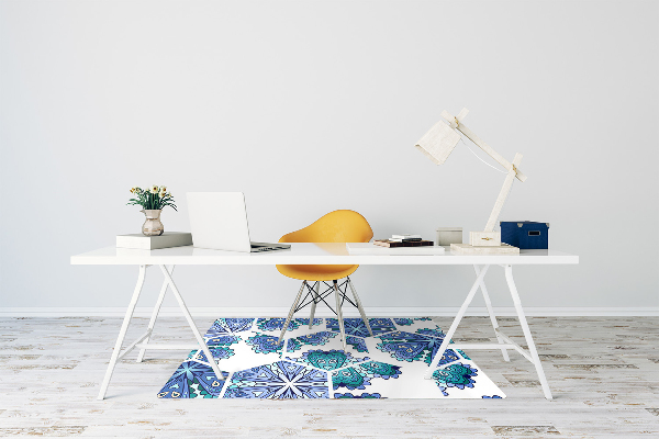 Tapete para cadeira de escritório Flores hexagonais