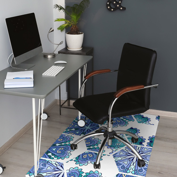 Tapete para cadeira de escritório Flores hexagonais