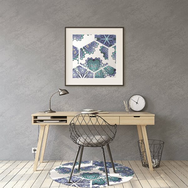 Tapete para cadeira de escritório Flores hexagonais