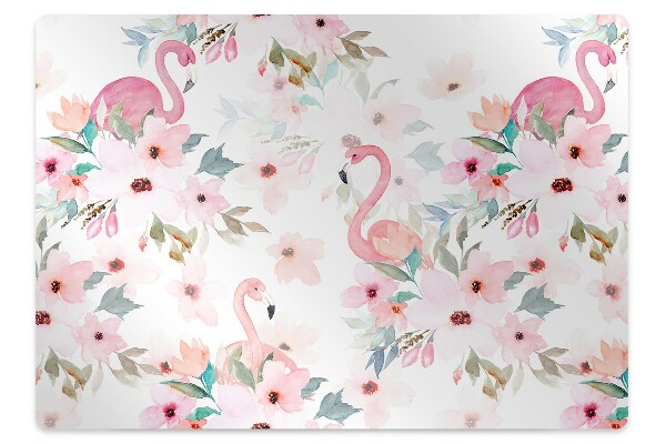 Tapete para cadeira de escritório Flores de flamingos