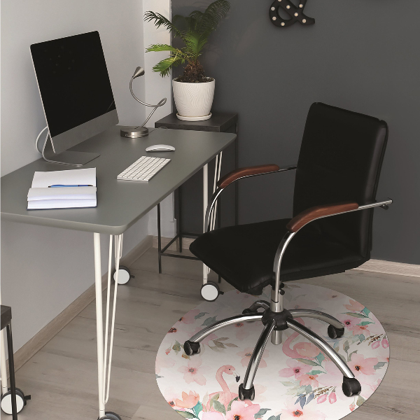 Tapete para cadeira de escritório Flores de flamingos