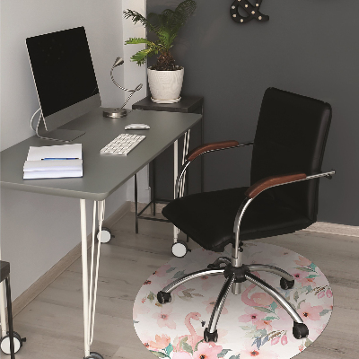 Tapete para cadeira de escritório Flores de flamingos