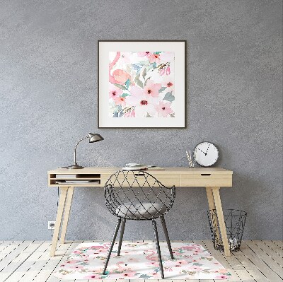 Tapete para cadeira de escritório Flores de flamingos