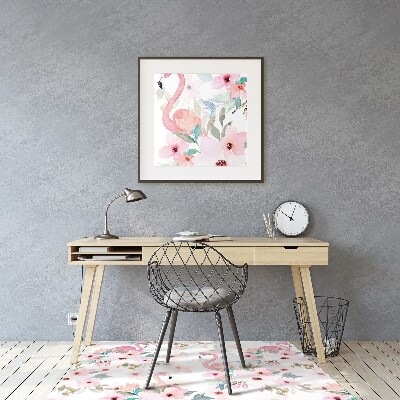 Tapete para cadeira de escritório Flores de flamingos