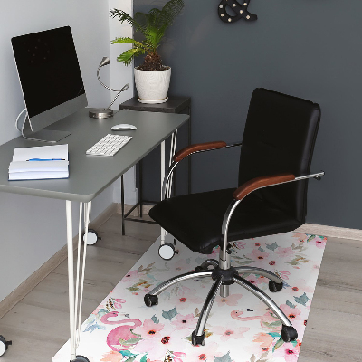 Tapete para cadeira de escritório Flores de flamingos
