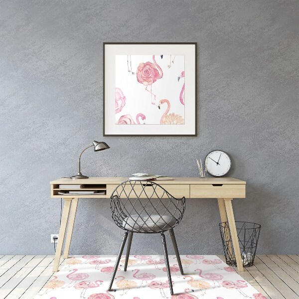 Tapete escritório Flamingos e flores