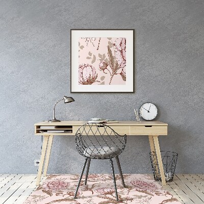Tapete para cadeira de escritório Peônias cor de rosa