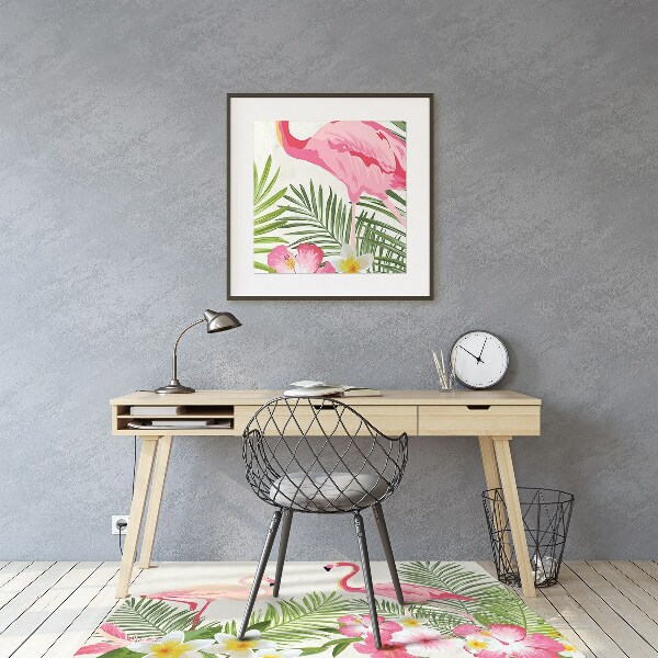 Tapete para cadeira de escritório Dois flamingos