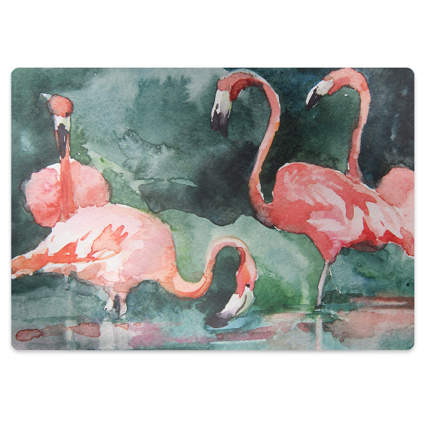 Tapete para cadeira de escritório Flamingos pintados