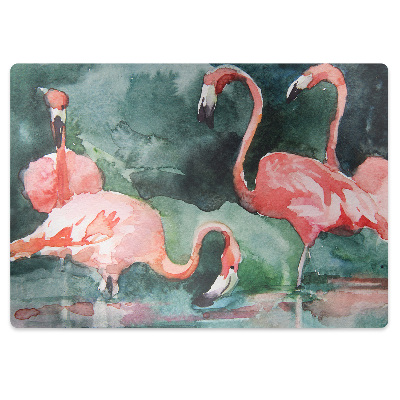 Tapete para cadeira de escritório Flamingos pintados