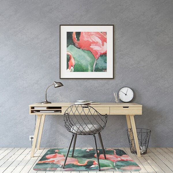 Tapete para cadeira de escritório Flamingos pintados