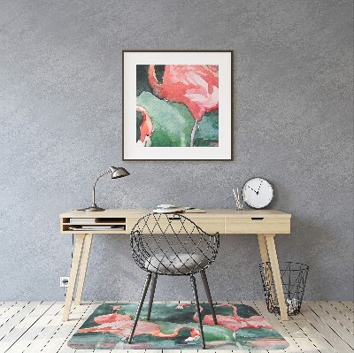 Tapete para cadeira de escritório Flamingos pintados