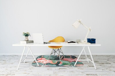 Tapete para cadeira de escritório Flamingos pintados