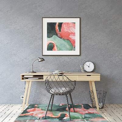 Tapete para cadeira de escritório Flamingos pintados